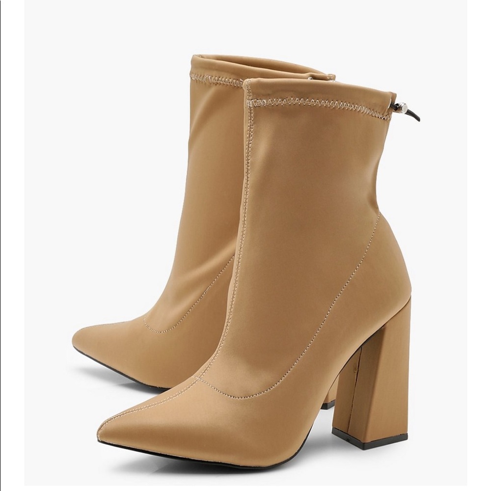 Boohoo Flared Heel Sock Boots - Brand New!